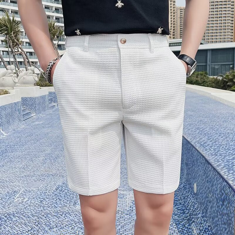 Mężczyźni Krótkie spodnie Slim Fit Wysokość kolan wykonana z oddychania materiału - Wygodne szorty na letni wolny czas