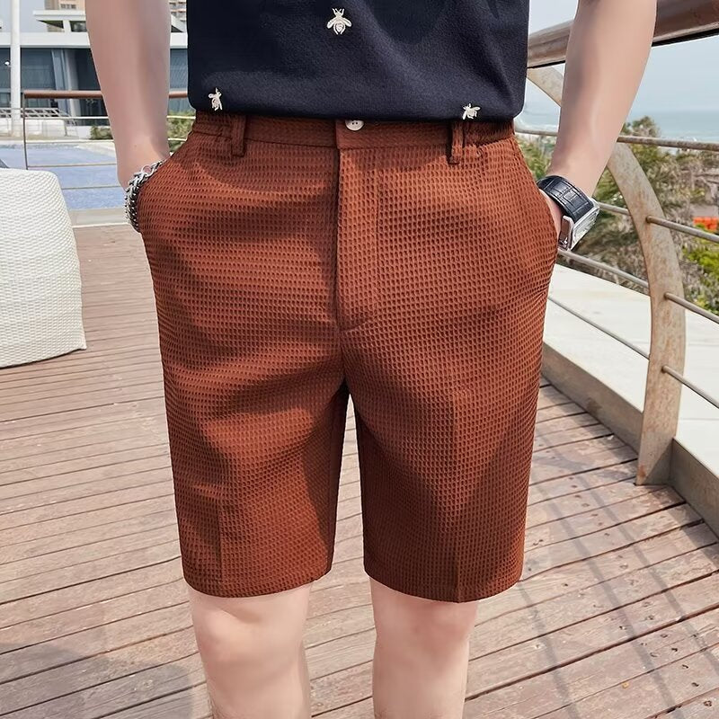 Mężczyźni Krótkie spodnie Slim Fit Wysokość kolan wykonana z oddychania materiału - Wygodne szorty na letni wolny czas