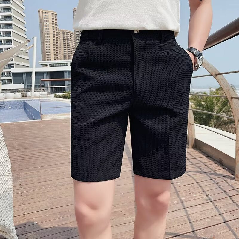 Mężczyźni Krótkie spodnie Slim Fit Wysokość kolan wykonana z oddychania materiału - Wygodne szorty na letni wolny czas