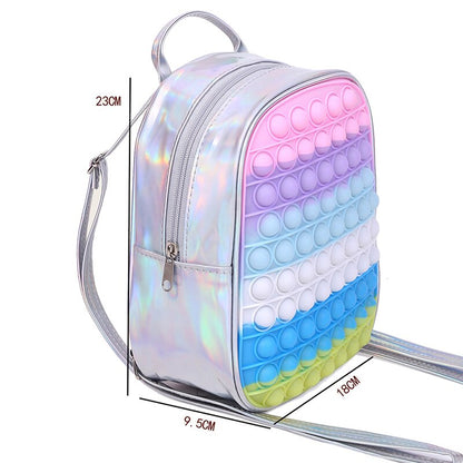 Mini Pop It Plecak dla dzieci-fidget zabawek z regulowanymi przewoźnikami i przestronnym głównym przedziałem, Rainbow Design