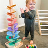 Montessori Rainbow Knikkerbaum wykonany z zabawki z drewna przez 2 lata w celu promowania doskonałych umiejętności motorycznych i nauki słuchowej