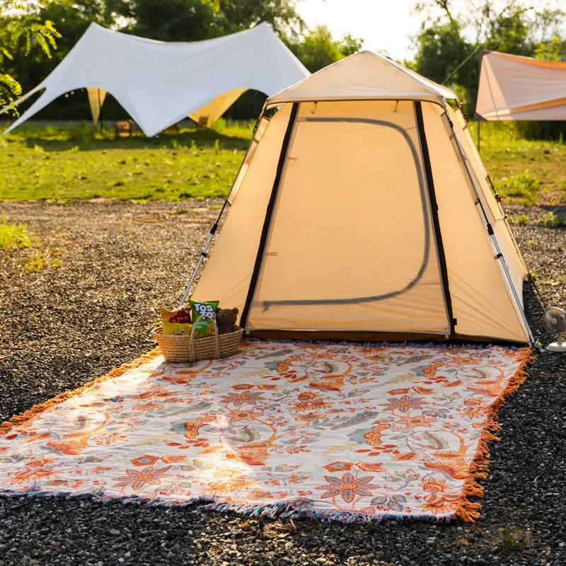 Narzuta w kwiaty w stylu boho – narzuta na sofę i łóżko w stylu vintage z frędzlami 4