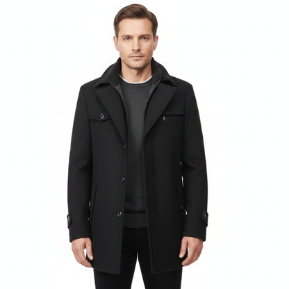 Płaszcz męski zimowy – średni krój z guzikami | Sebastian