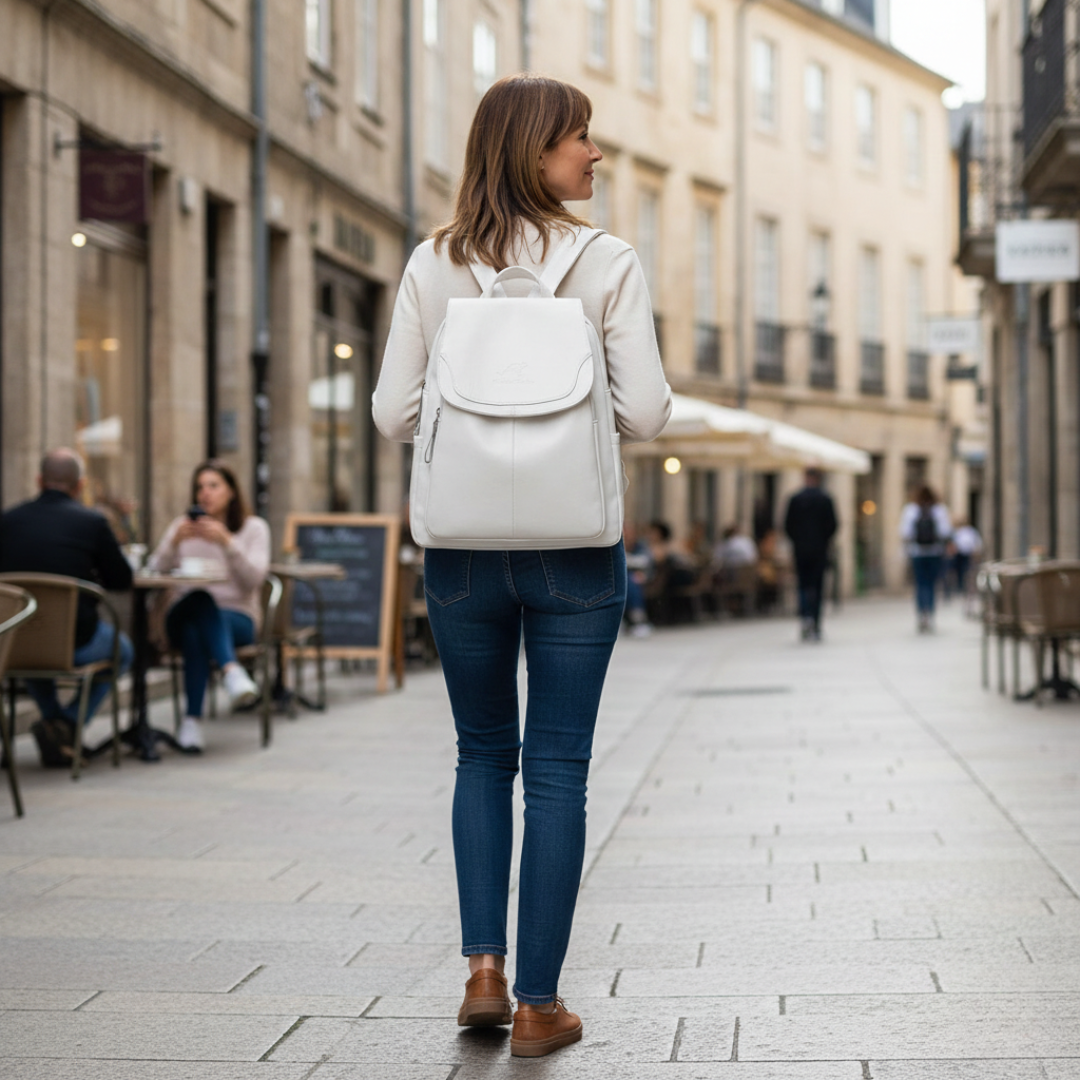 Plecak damski skórzany z zabezpieczeniem RFID do miasta i podróży