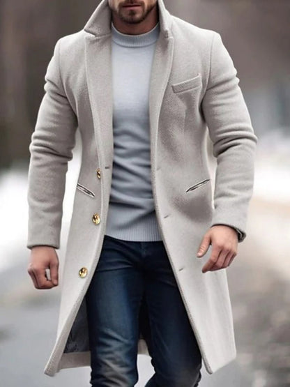 Płaszcz zimowy męski | Długi płaszcz Moda męska jesień/zima