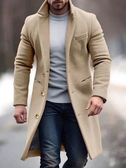 Płaszcz zimowy męski | Długi płaszcz Moda męska jesień/zima