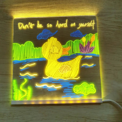 Podświetlona deska kreślarska dla dzieci z tablicą LED-Lighting-Reusble z obciążeniem USB i 7 markerami