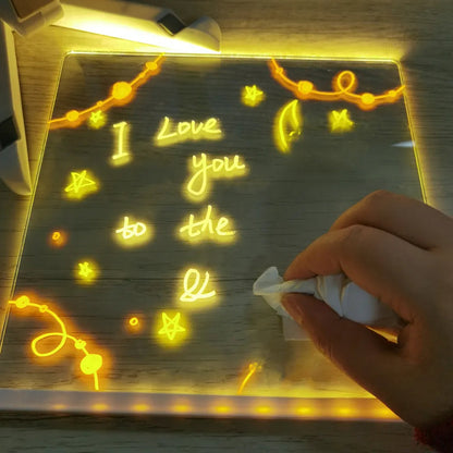 Podświetlona deska kreślarska dla dzieci z tablicą LED-Lighting-Reusble z obciążeniem USB i 7 markerami