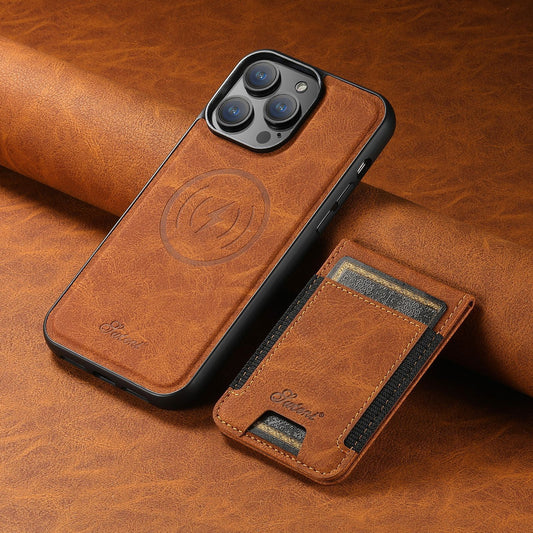 PremiumLeather – Etui na telefon ze skóry ekologicznej z uchwytem na karty i kompatybilnością z MagSafe