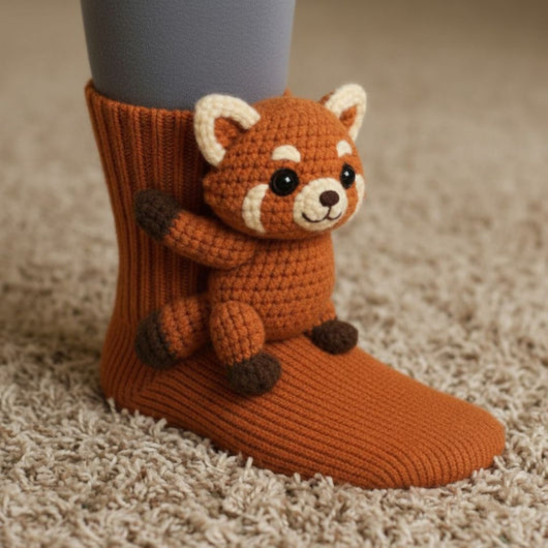 Przytulne skarpetki-kapcie z motywem zwierząt – ciepłe, urocze skarpetki z postaciami, unisex, jeden rozmiar 7