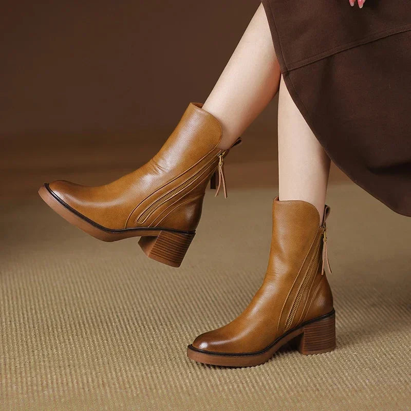 Botki Damskie Skórzane Na Kostkę | Buty Damskie Na Wiosnę | Atasha