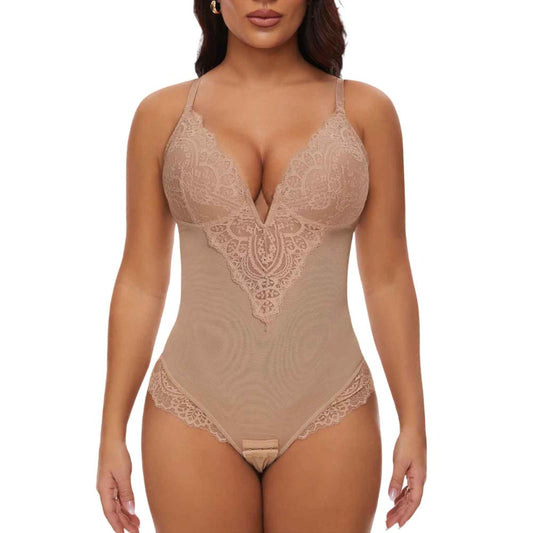 Shapewear Ciało w kształcie litery V wykonane z koronkowych, lekkich, regulowanych pasków, miseczek z podwójną warstwą, bezszwowy wygląd