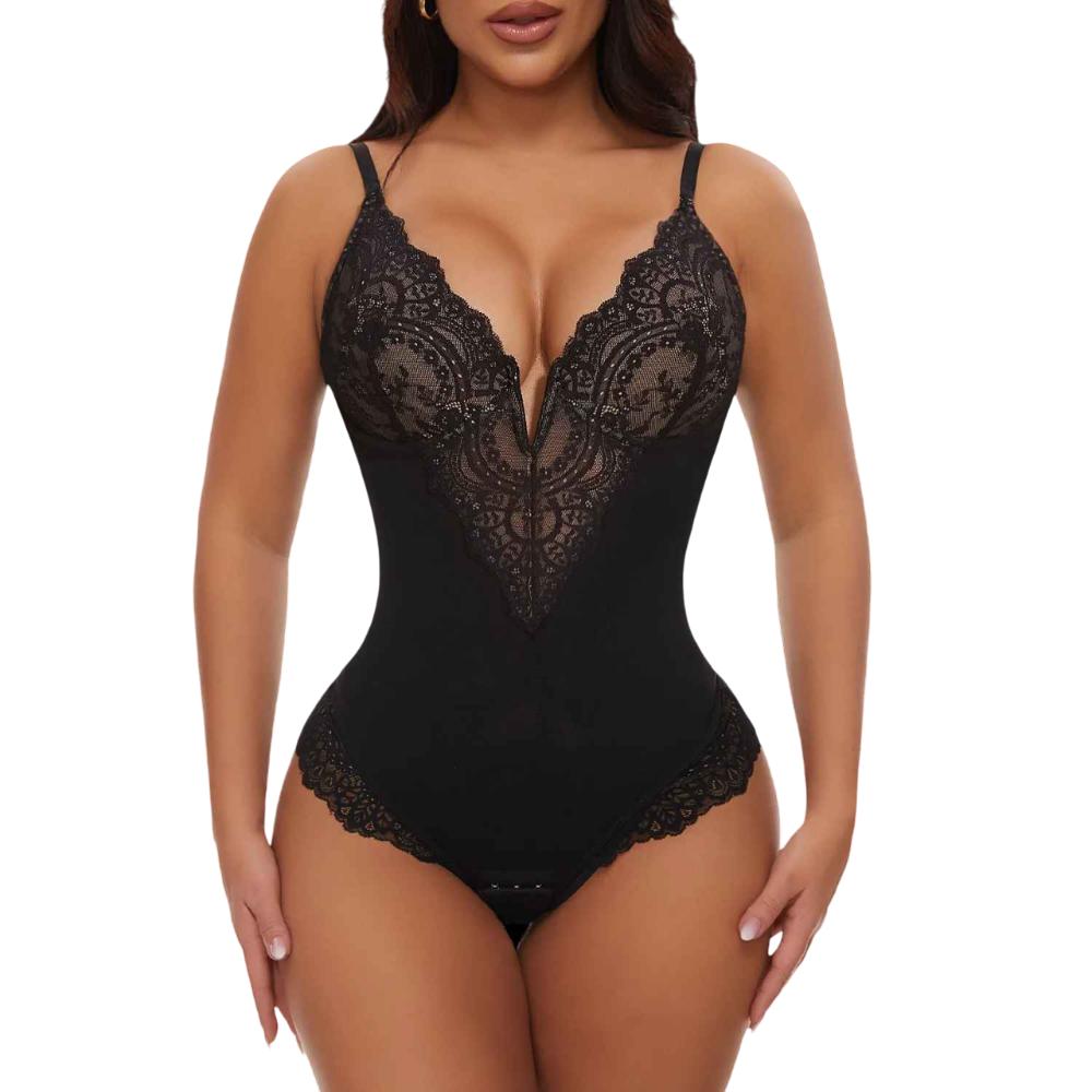 Shapewear Ciało w kształcie litery V wykonane z koronkowych, lekkich, regulowanych pasków, miseczek z podwójną warstwą, bezszwowy wygląd