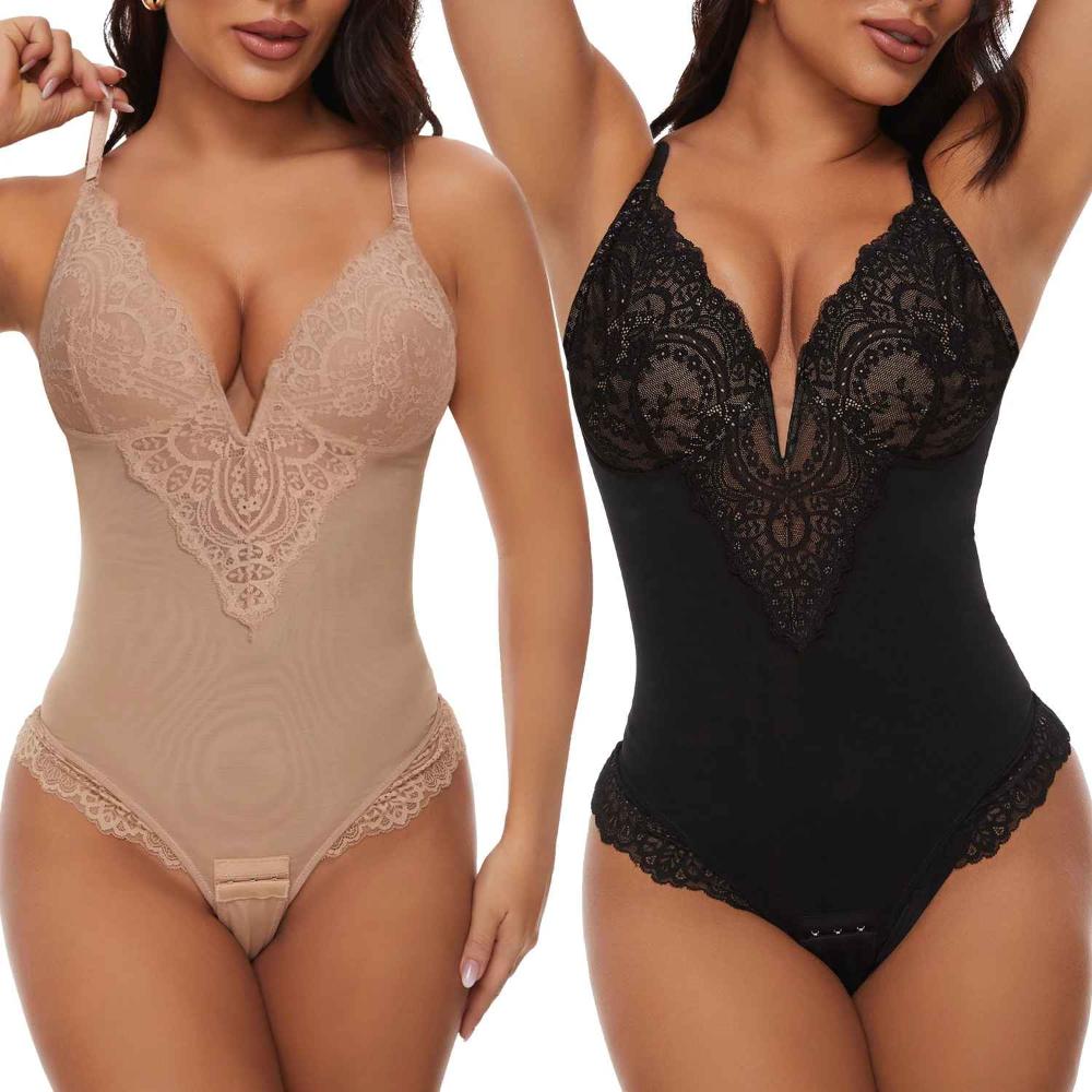Shapewear Ciało w kształcie litery V wykonane z koronkowych, lekkich, regulowanych pasków, miseczek z podwójną warstwą, bezszwowy wygląd