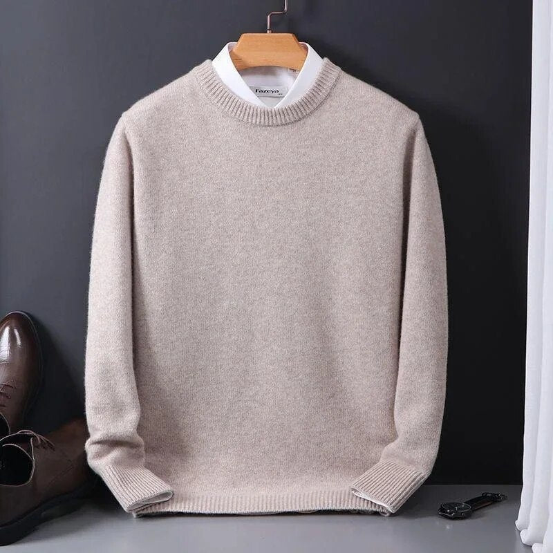 Sweter męski - miękka dzianina - okrągły dekolt - regularny krój