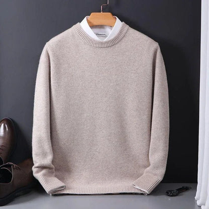 Sweter męski - miękka dzianina - okrągły dekolt - regularny krój