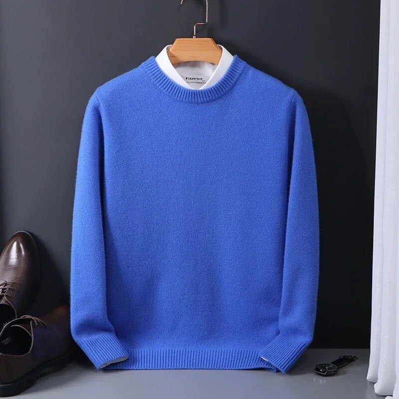 Sweter męski - miękka dzianina - okrągły dekolt - regularny krój