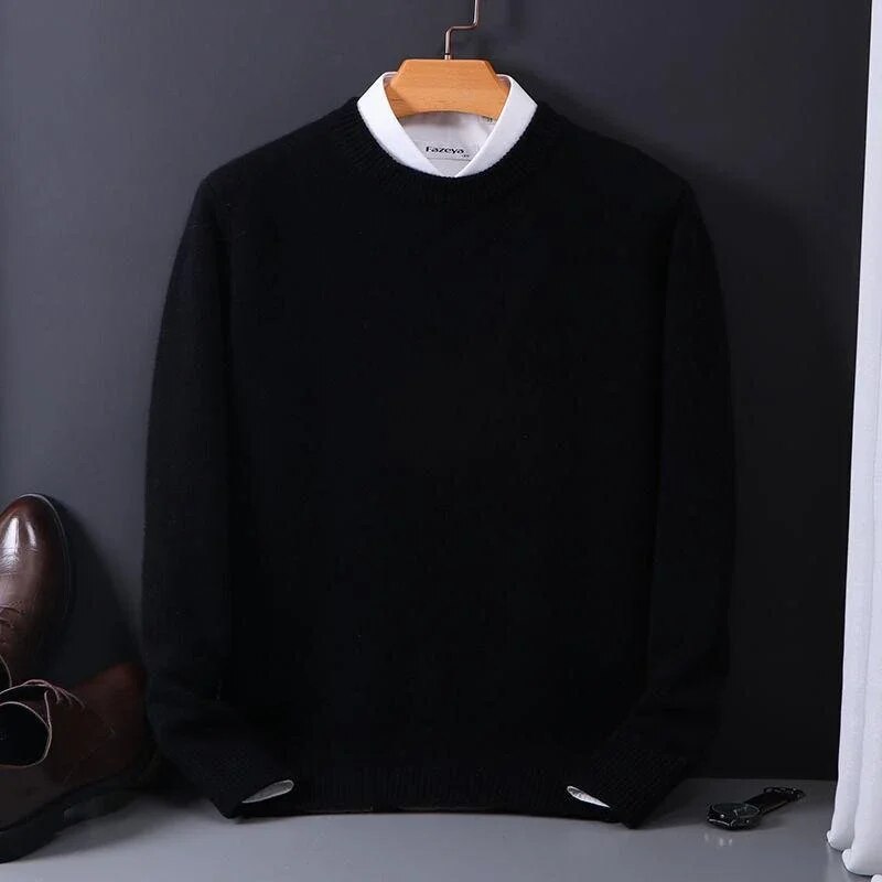 Sweter męski - miękka dzianina - okrągły dekolt - regularny krój