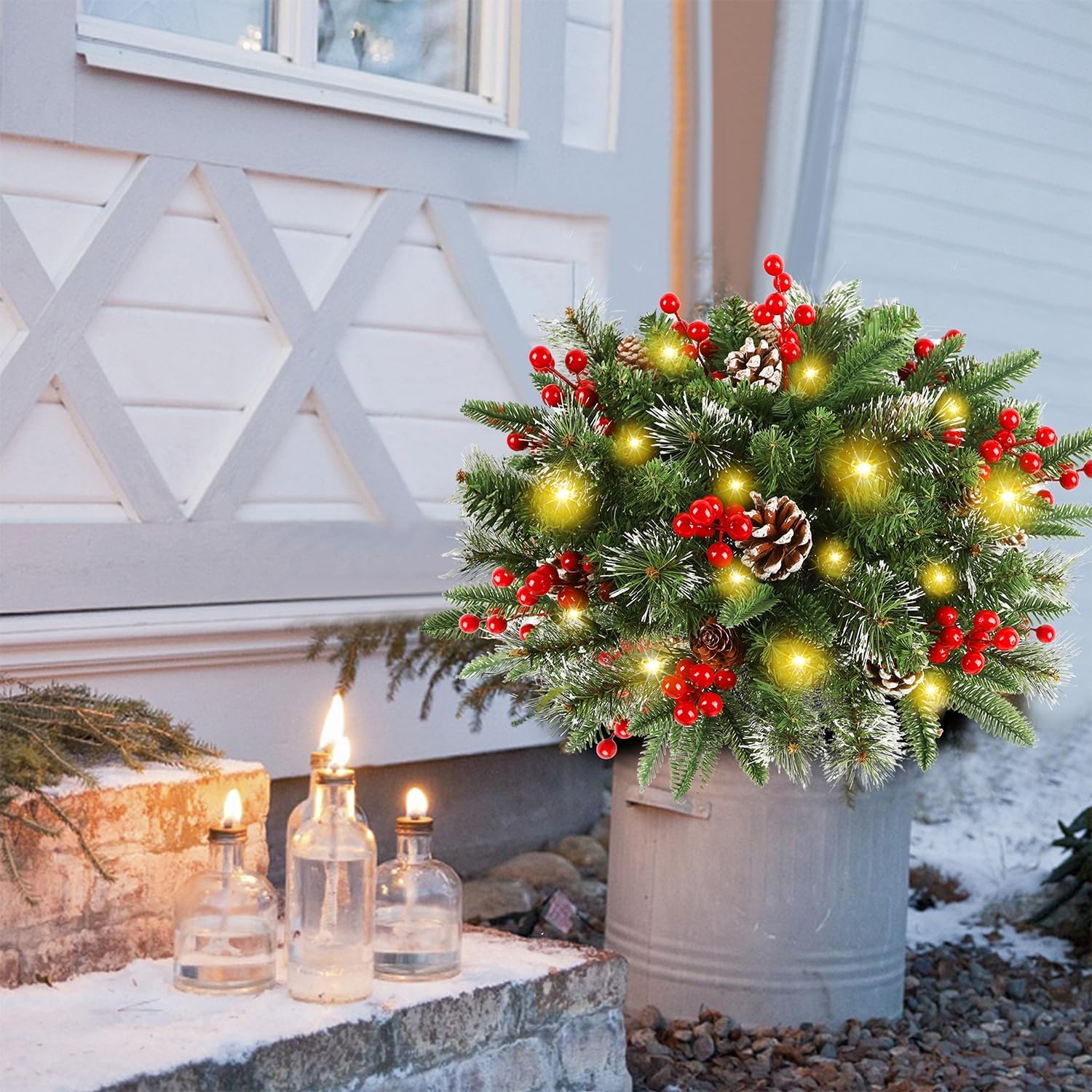 Świecący wianek świąteczny – do doniczek i jako dekoracja 