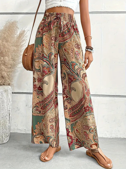 Szerokie spodnie o wzorze Paisley | Moda damska na lato i festiwale