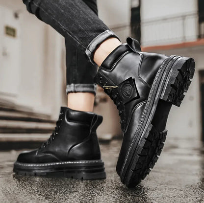 Wodoodporne skórzane buty robocze męskie | Wytrzymałe sznurowane buty za kostkę 2