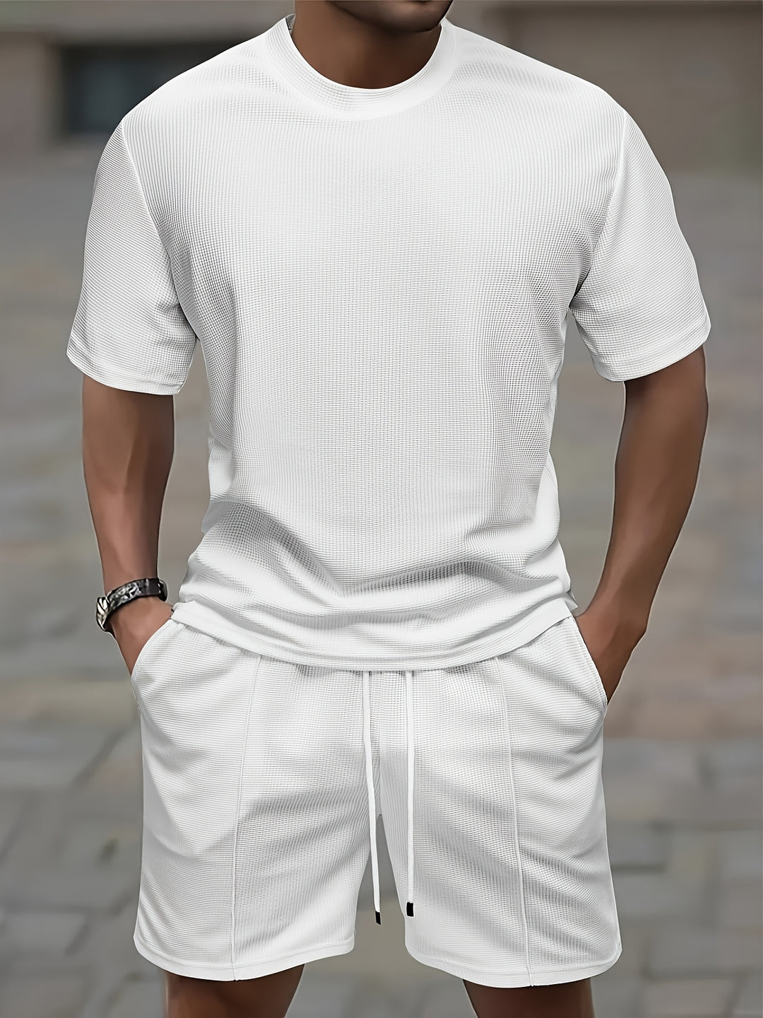 Zestaw Męski | Sportowy Strój na Lato T-shirt i Szorty z Kieszeniami