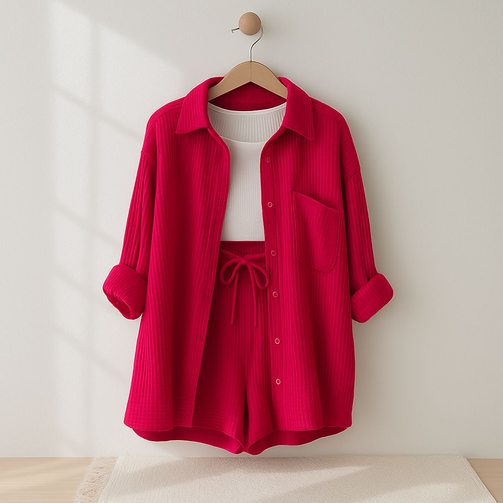 Zestaw w salonie kobiety | Letnia moda na zrelaksowane dni