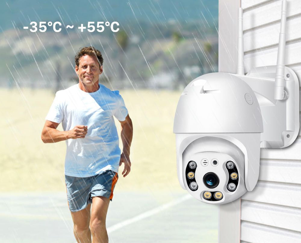 Zewnętrzna kamera nadzoru na zewnątrz z 1080p HD, WLAN, dwukierunkową skrzynią biegów audio i 360 °