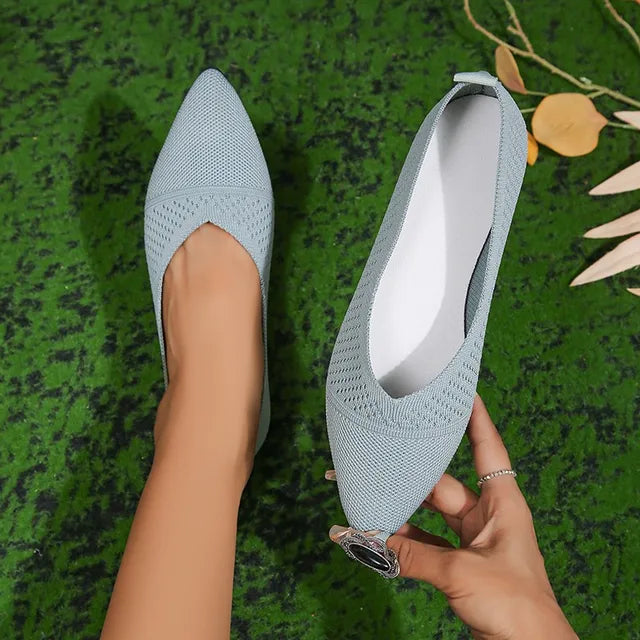 Baleriny damskie | Buty wsuwane szpic siateczkowe płaskie wiosna lato | Kinga