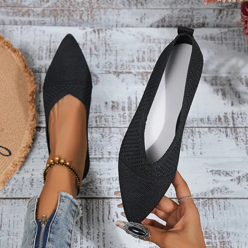 Baleriny damskie | Buty wsuwane szpic siateczkowe płaskie wiosna lato | Kinga