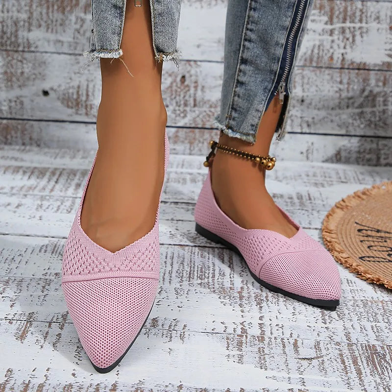 Baleriny damskie | Buty wsuwane szpic siateczkowe płaskie wiosna lato | Kinga