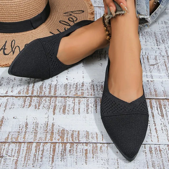 Baleriny damskie | Buty wsuwane szpic siateczkowe płaskie wiosna lato | Kinga