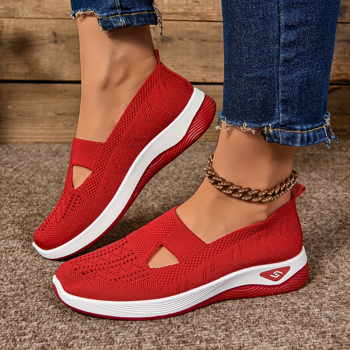 Buty damskie | Sportowe mokasyny slip-on oddychające lekkie na platformie | Camira