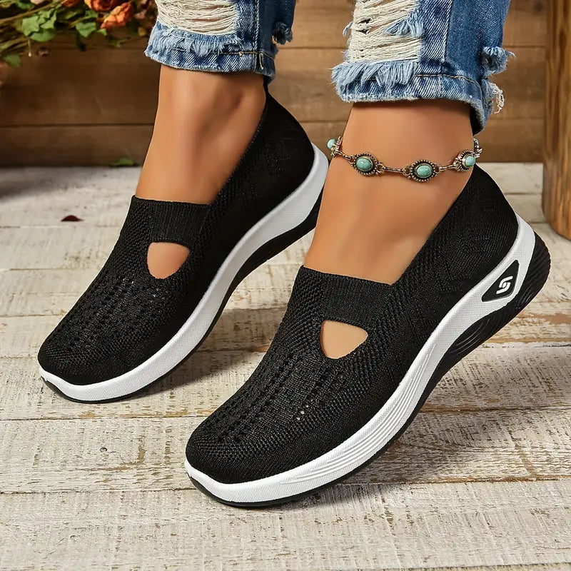 Buty damskie | Sportowe mokasyny slip-on oddychające lekkie na platformie | Camira