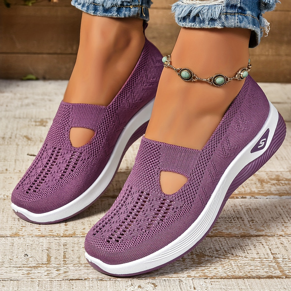 Buty damskie | Sportowe mokasyny slip-on oddychające lekkie na platformie | Camira
