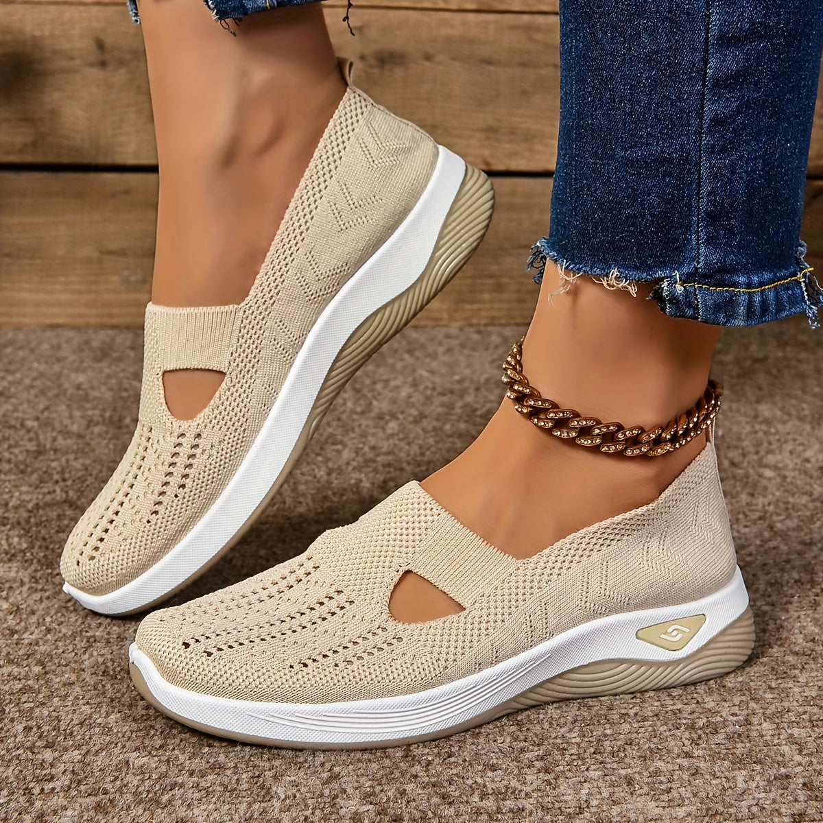 Buty damskie | Sportowe mokasyny slip-on oddychające lekkie na platformie | Camira