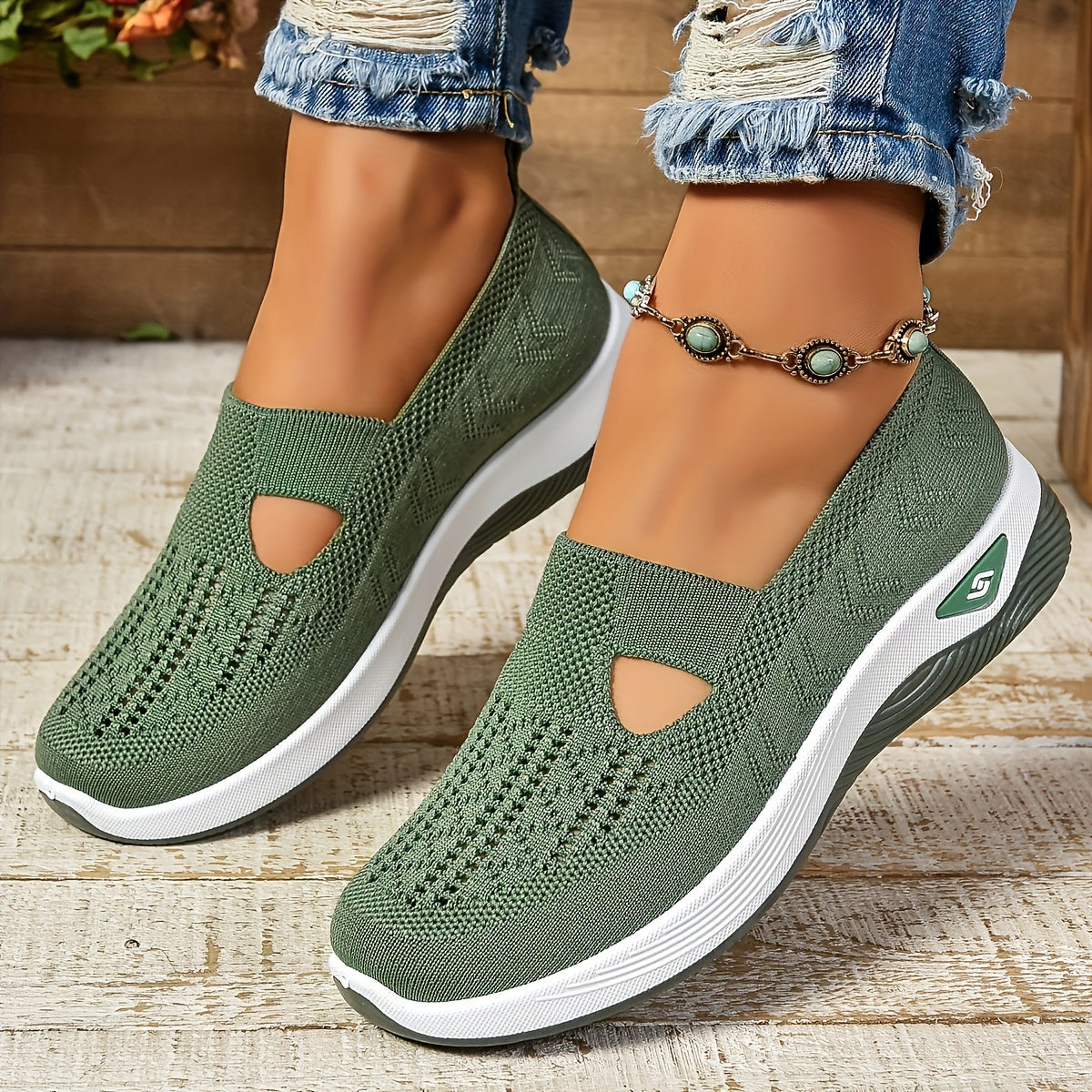 Buty damskie | Sportowe mokasyny slip-on oddychające lekkie na platformie | Camira