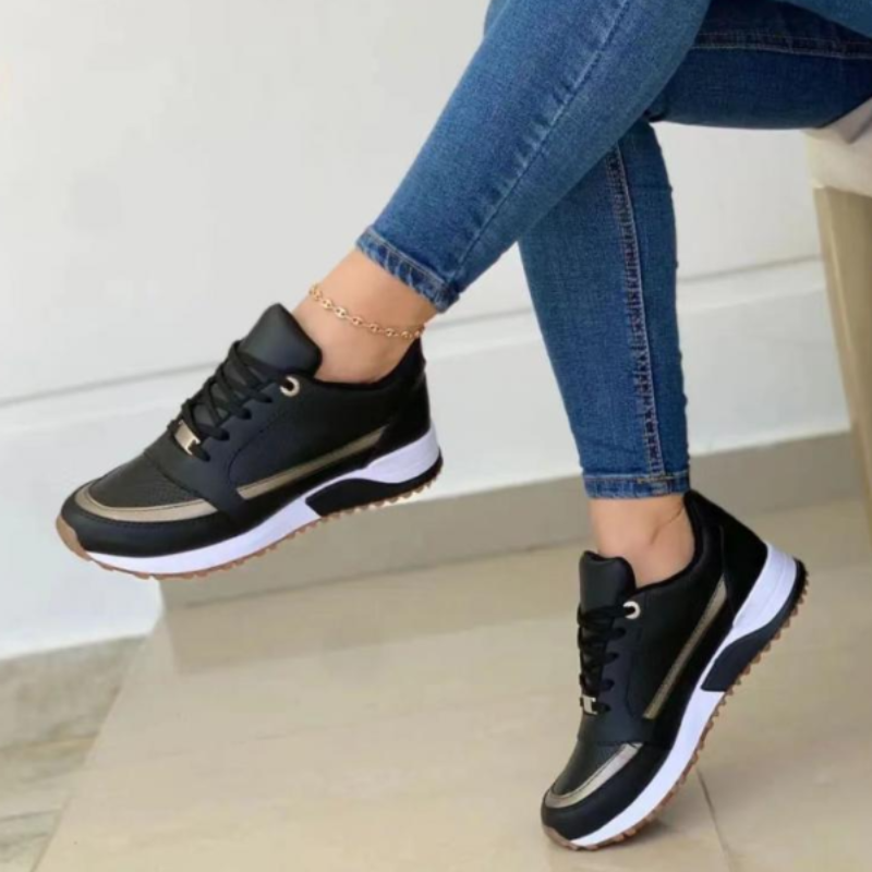Damskie sportowe sneakersy z metalicznym akcentem i grubą podeszwą | Amira