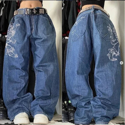 Jeansy cargo szerokie | Odzież damska streetwear kieszenie Y2K | Daria