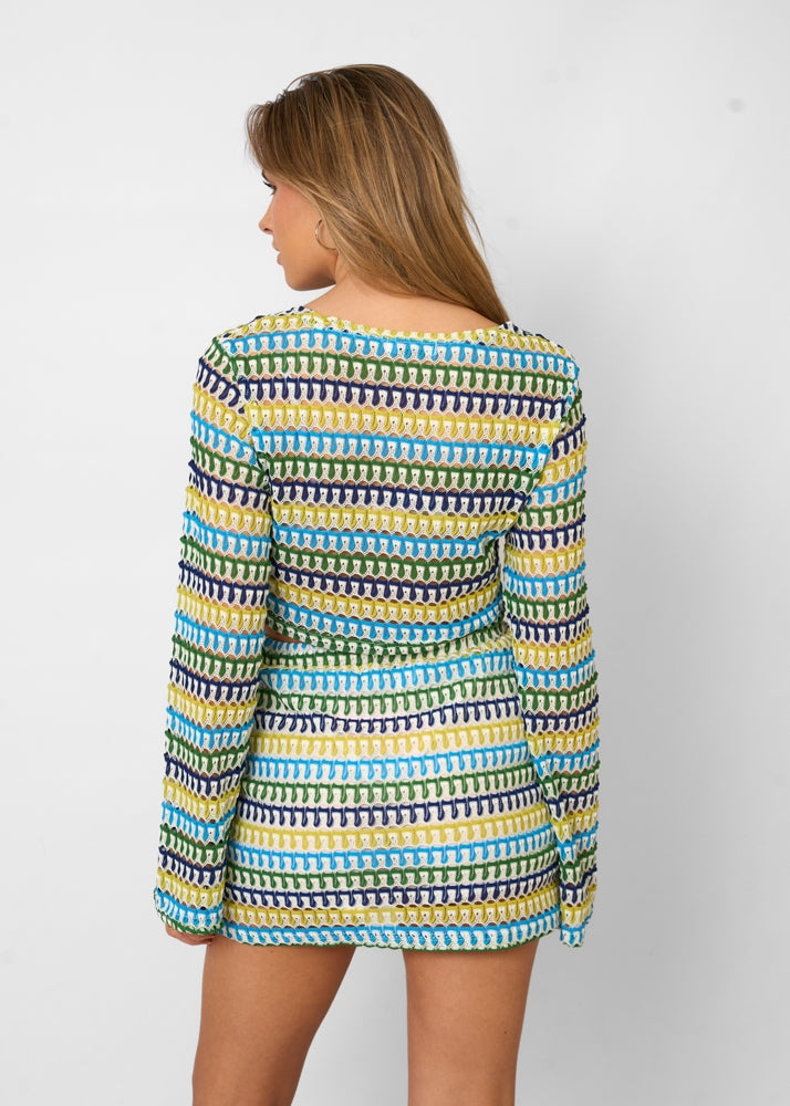 Kolorowy look na lato | Dwuczęściowy komplet w geometryczne wzory | Maribella
