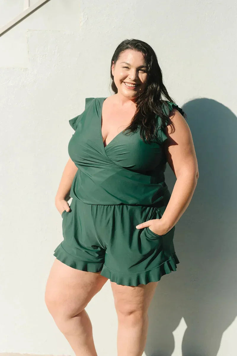 Kombinezon damski plus size | Odzież damska lato krótkie rękawy plażowy | Aleksandra