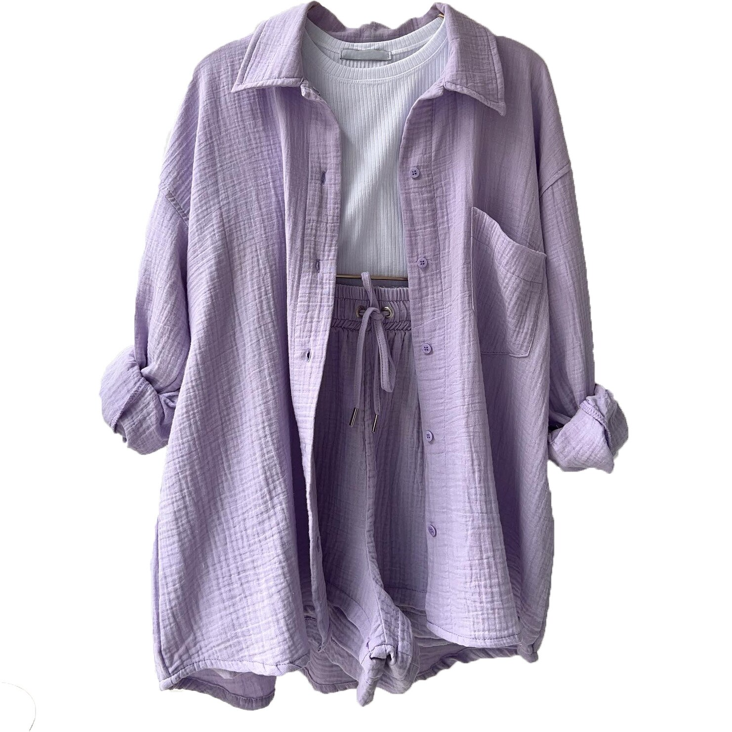 Komplet Damski Z Krótkimi Spodniami | Stylizacja Lato Moda Kobiety | Lena