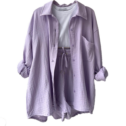 Komplet Damski Z Krótkimi Spodniami | Stylizacja Lato Moda Kobiety | Lena