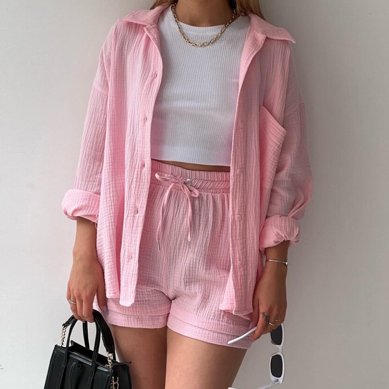 Komplet Damski Z Krótkimi Spodniami | Stylizacja Lato Moda Kobiety | Lena