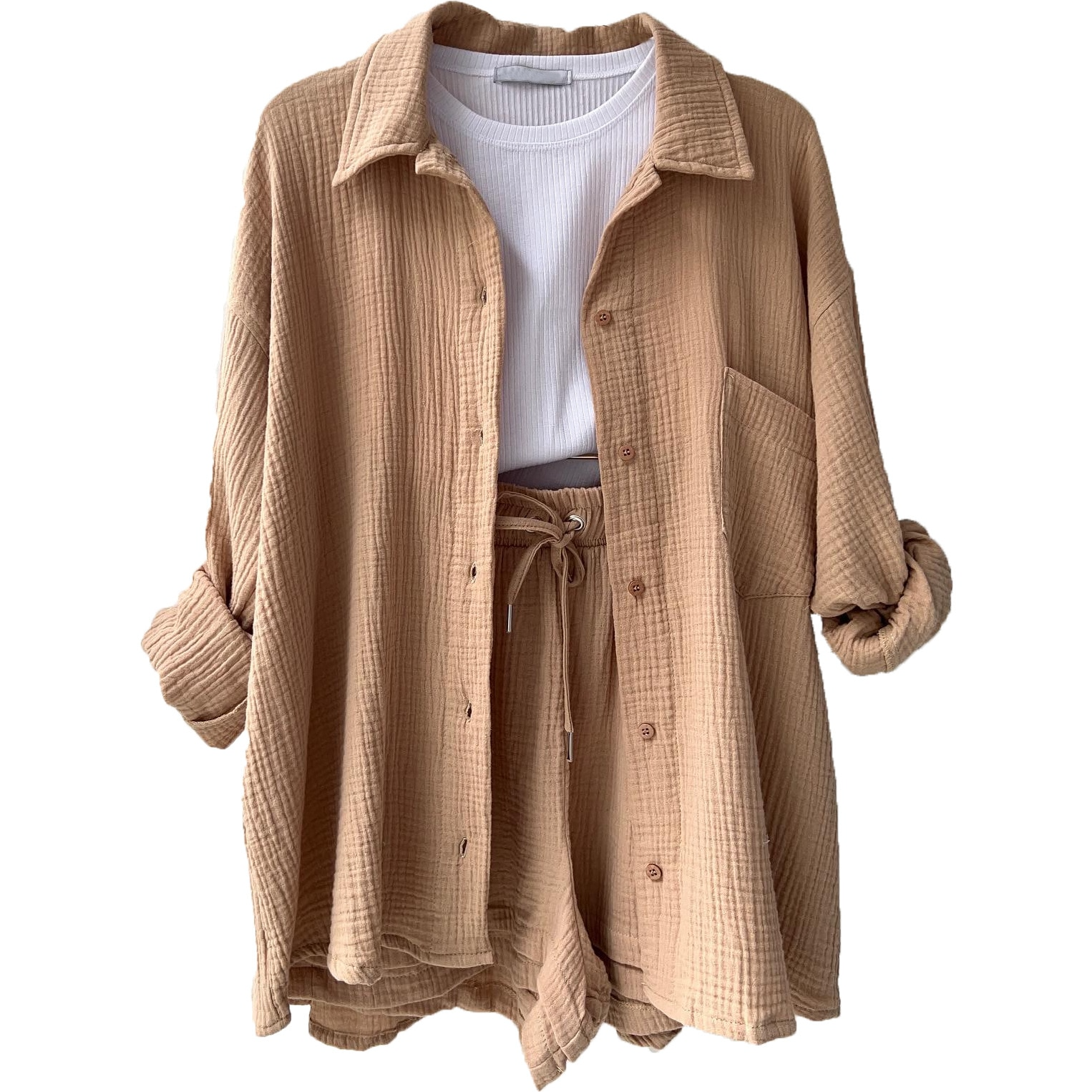 Komplet Damski Z Krótkimi Spodniami | Stylizacja Lato Moda Kobiety | Lena