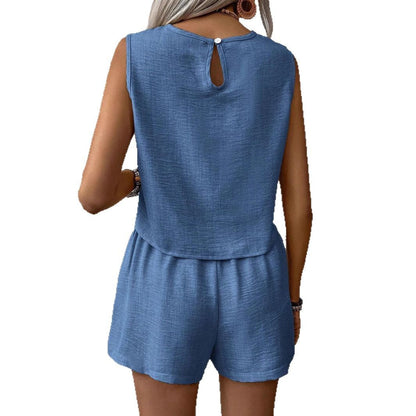 Komplet damski | Zestaw top szorty bez rękawów letni casual | Monika