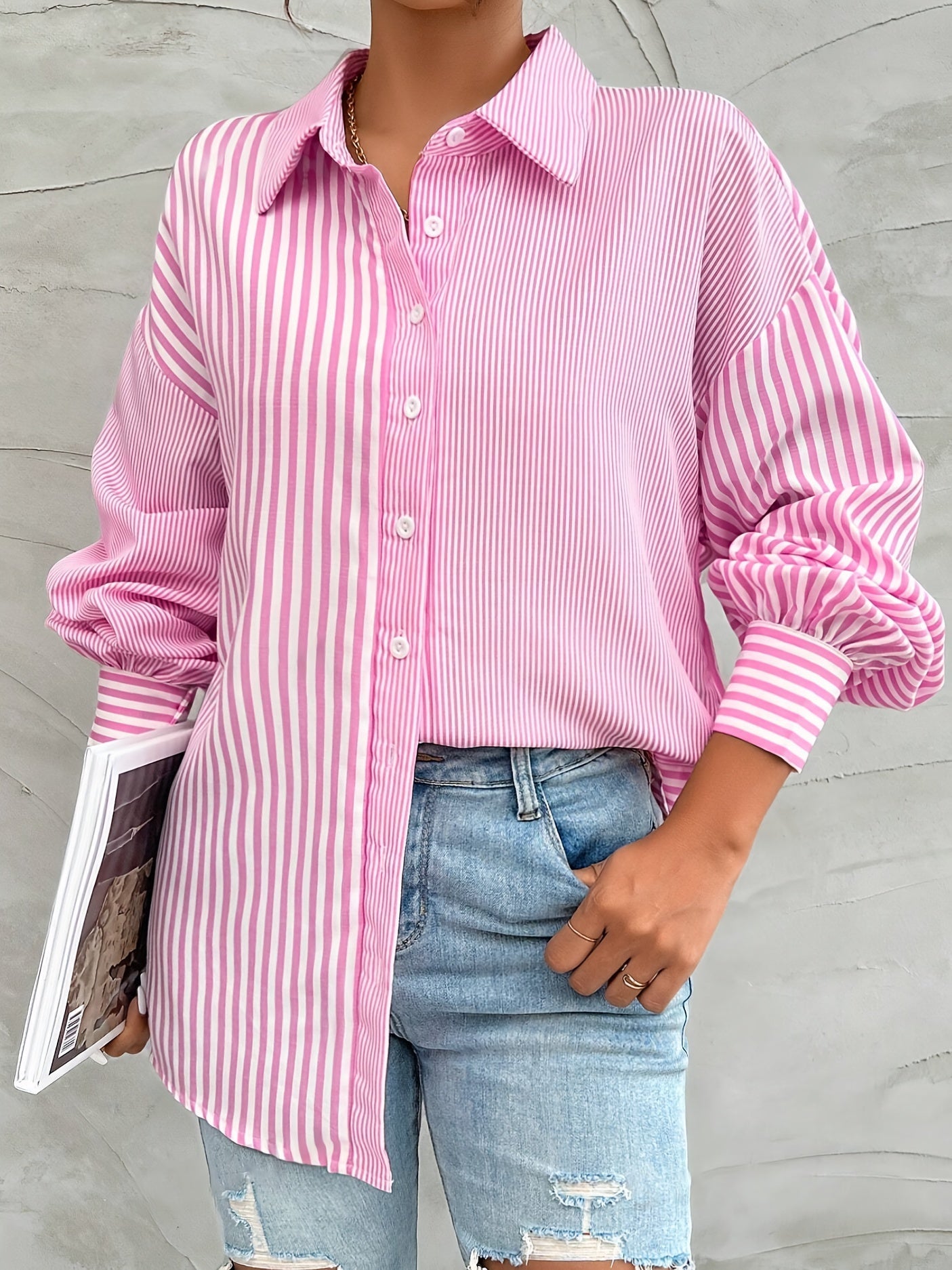 Koszula Damska W Paski | Stylizacja Wiosna Moda Kobiety | Lena