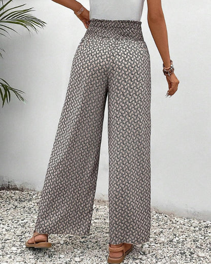 Luźne Letnie Spodnie Boho z Wysokim Stanem | Palma
