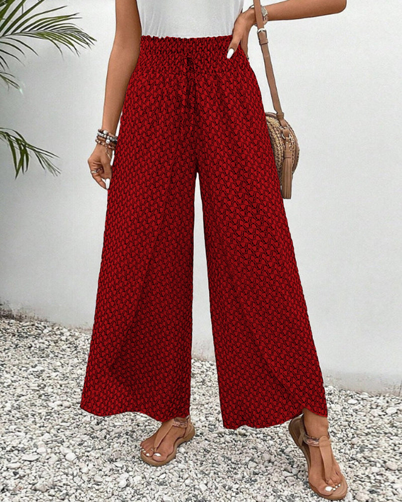 Luźne Letnie Spodnie Boho z Wysokim Stanem | Palma