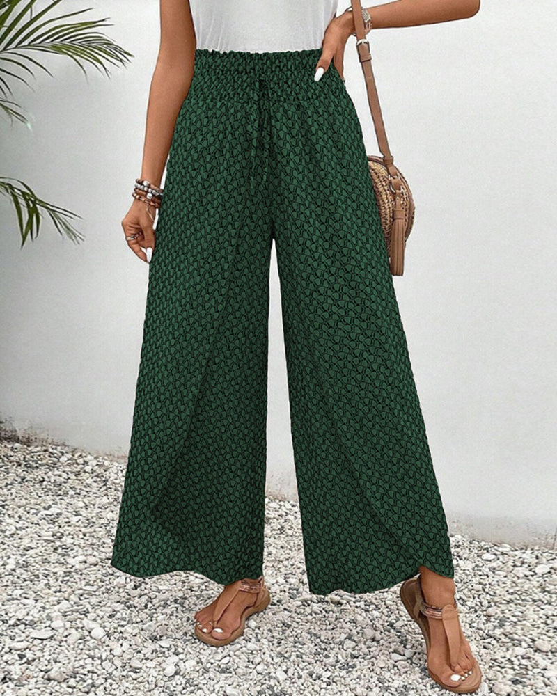 Luźne Letnie Spodnie Boho z Wysokim Stanem | Palma